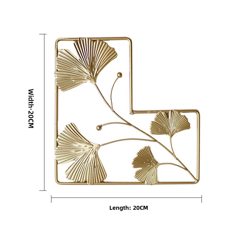 Wrought Iron Wall Decoration  Nordic Entrance Wall Hanging Home Golden Leaf Living Room Sofa Wrought Iron Decoration Pendant