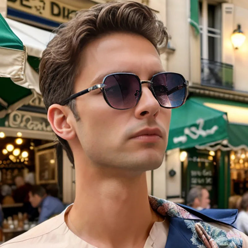 Vacation Classic Style Solid Color Pc Square Full Frame Men's Sunglasses