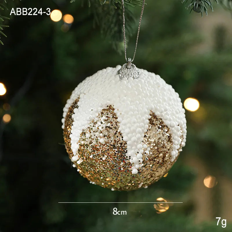 8CM Christmas Ball Creative Foam Decoration Ball Ornament For Christmas Tree Festive Atmosphere Costuming  Style