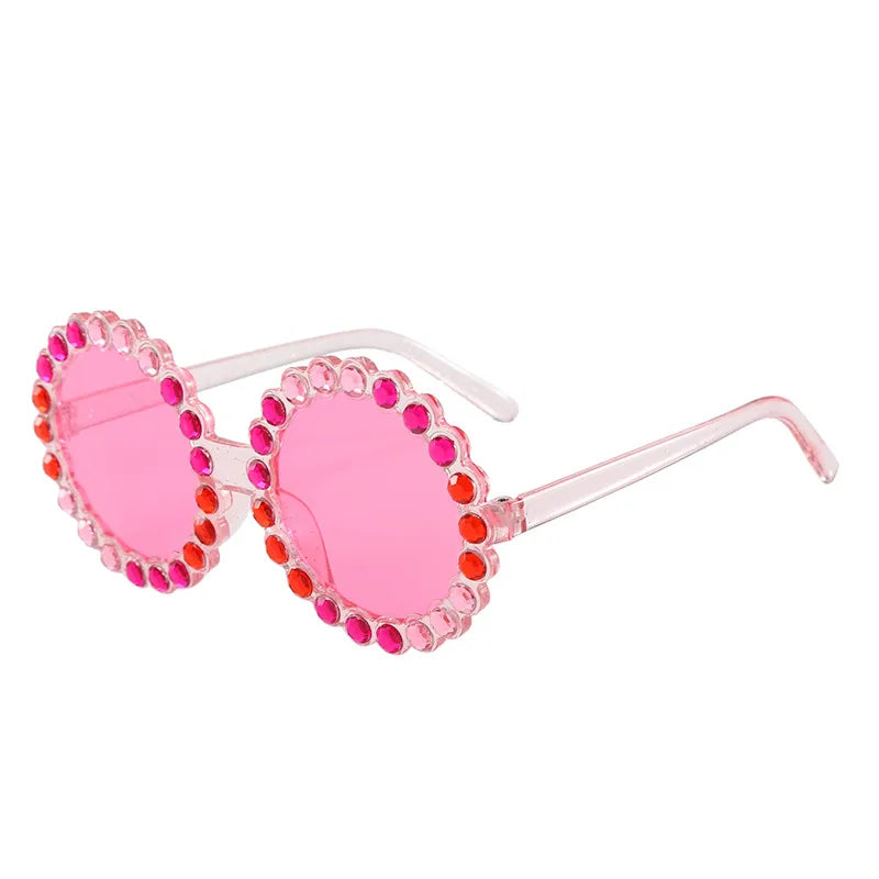 Hot-Selling Sunglasses Color Film Color Diamond Sunflower Sunglasses Colorful Children's Glasses