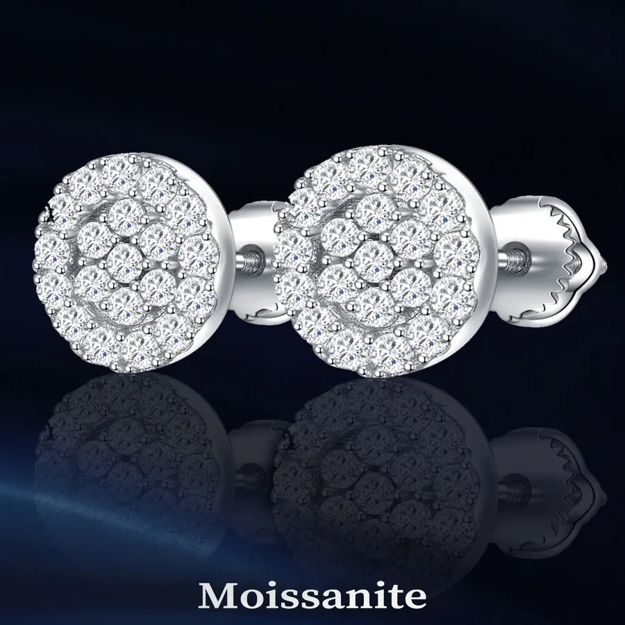 Moissanite 925 Sterling Silver Ear Studs Round Ear Studs