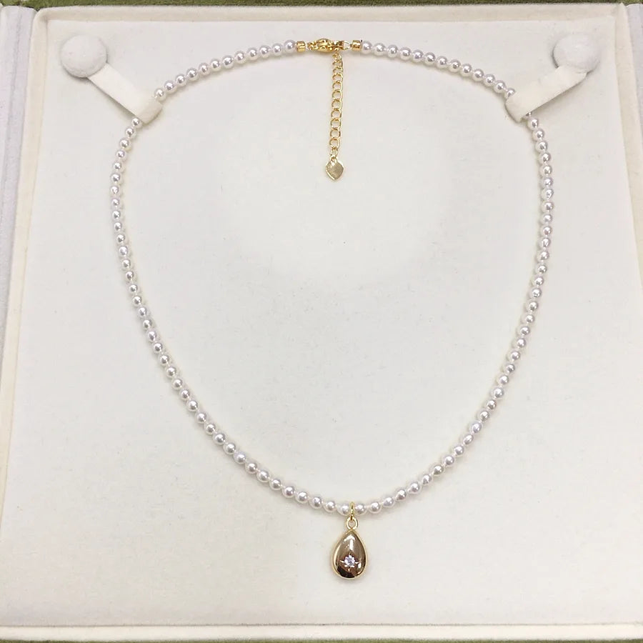 Zhuji natural freshwater pearl necklace clavicle chain 14K gold injection baby bead neck chain small red book ins wind wholesale