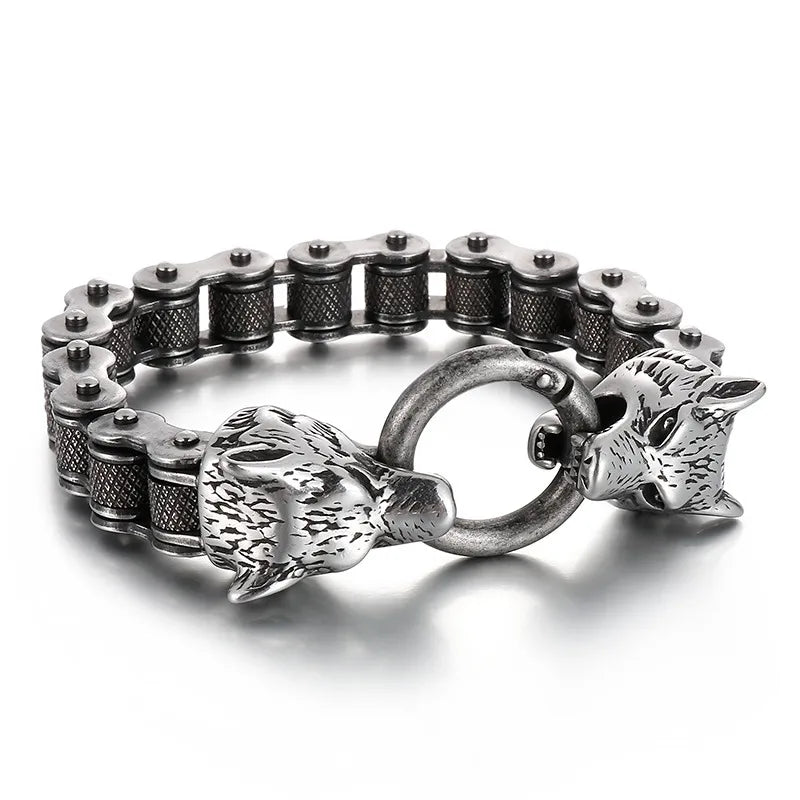 hip-hop retro classic style color block titanium steel patchwork men's bracelets