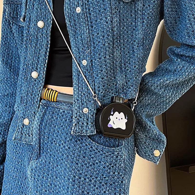 Mini Halloween Ghost Cartoon Shoulder Bag Women's Crossbody Bag Shell Shape PVC Lock Buckle Closure Fashion Print Chain
