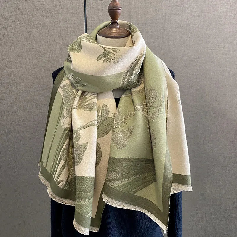 Unisex Basic Color Block Flower Acrylic Scarf