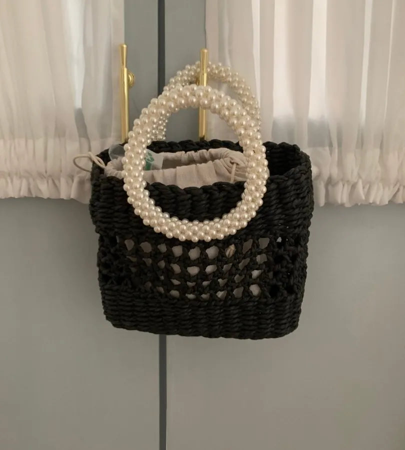 Chopped Straw Women's Woven Bag Hollow Portable Women's Bag Spring and Summer Niche Woven Bag New Fabric Straw Woven Bag Woven Bag Foreign Trade Hot Sale