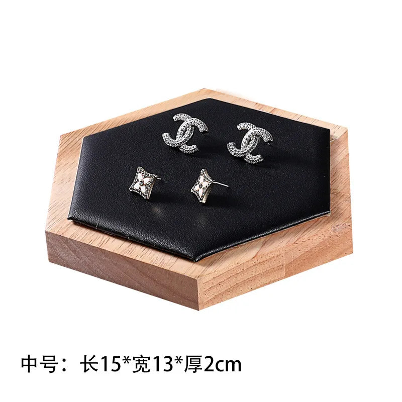 Jewelry Display Stand Earring Bracelet Necklace Ring Holder Wooden Hexagonal Structure Academic Style Crafted From Solid Wood