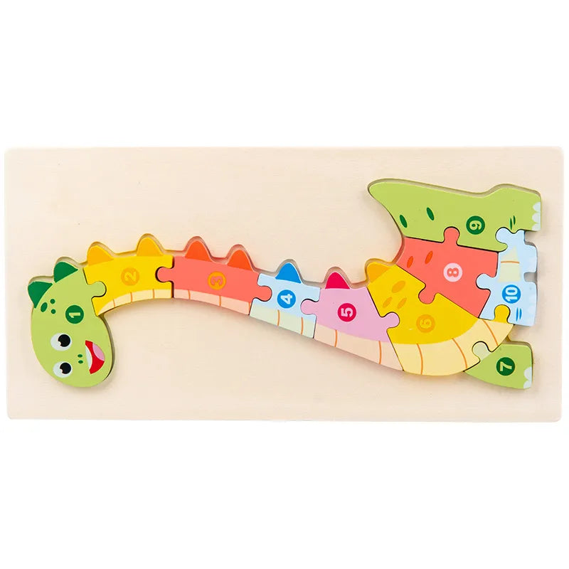 wooden children's early education animal transportation cognitive three-dimensional puzzle toy