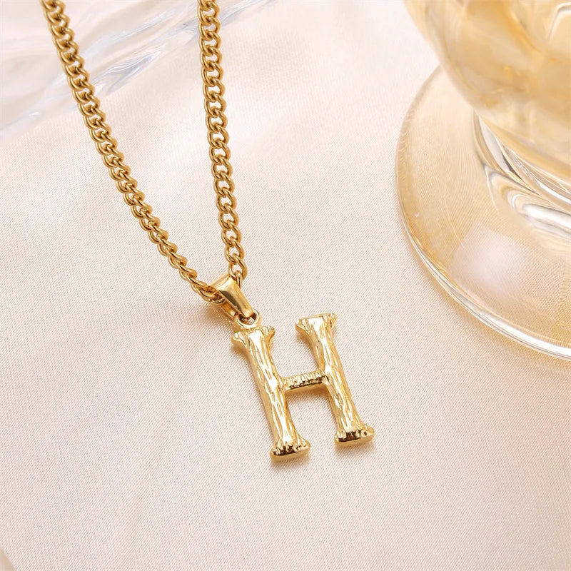 Wholesale Jewelry Sweet Simple Style Artistic Letter 201 Stainless Steel 304 Stainless Steel 18K Gold Plated Plating Pendant Necklace