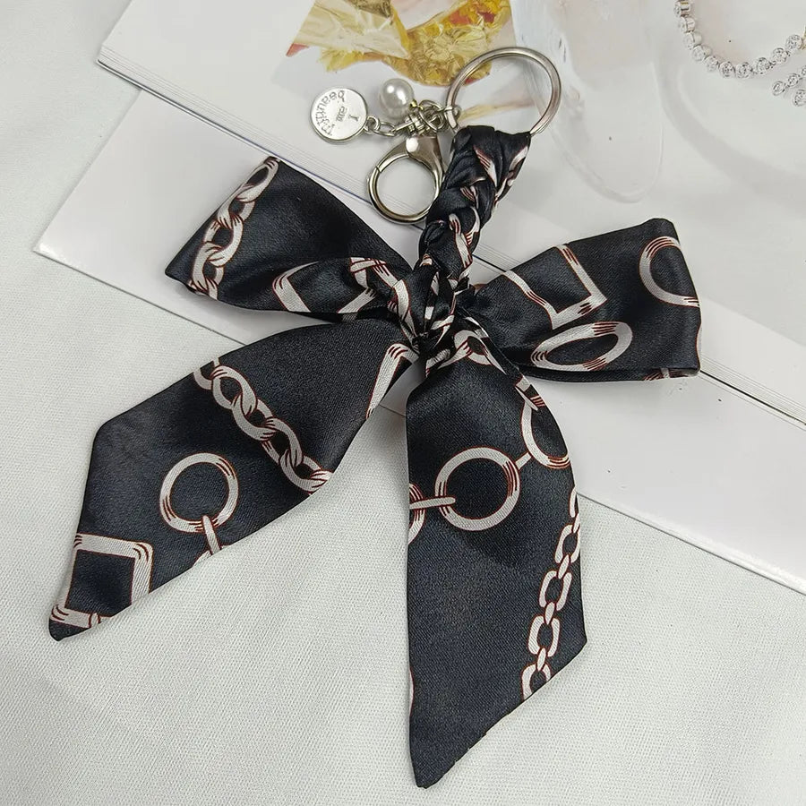 Sweet Simple Style Bow Knot Cloth Metal Unisex Bag Pendant Keychain
