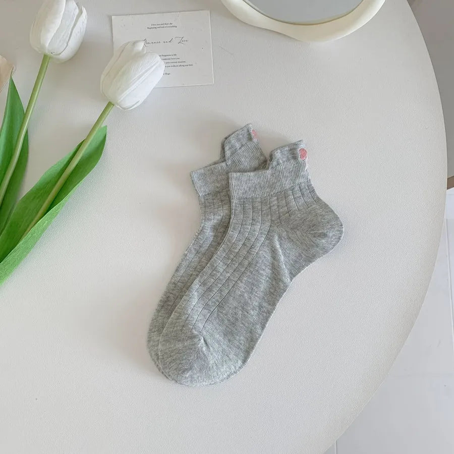A Pair Basic Simple Style Women's Solid Color Bow Knot Cotton Ankle Socks