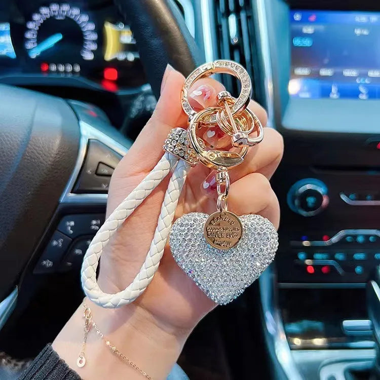 Sweet Simple Style Letter Heart Shape Alloy Inlay Rhinestones Bag Pendant Keychain