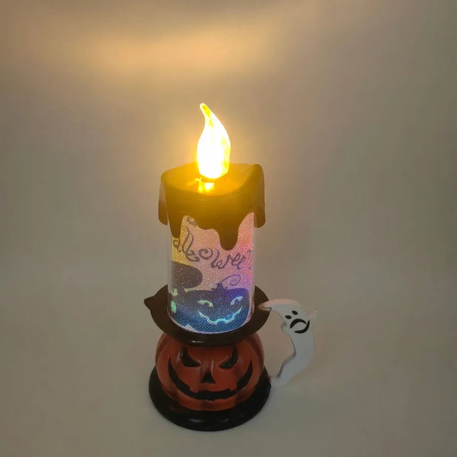 Halloween Pumpkin Candle Light Skull Flame Light Small Night Light Bar Secret Room Decoration Costume Prop Plastic Material