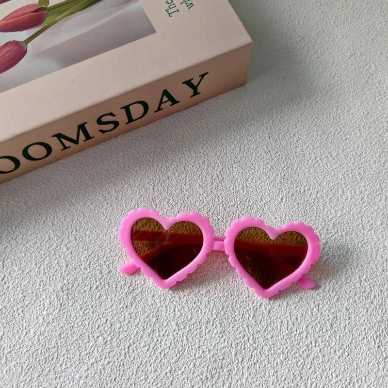 Sweet Simple Style Heart Shape UV400 Protection Resin Special-Shaped Mirror Full Frame Kids Sunglasses