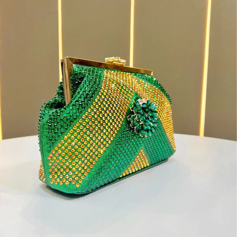 Elegant Diamond Embedded Clutch Bag Women's Shoulder Handbag Luxury Sensation Evening Bag Stylish Polyester Square Bag