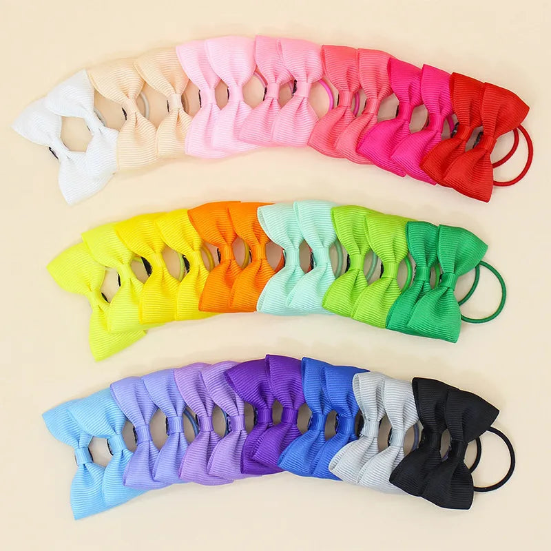 Kidsren's Popular 20 Colors 40 Pure Color Ribbed Small Rubber Bands Versatile Bow Hot Selling Hair Accessories Hair Ties for Women