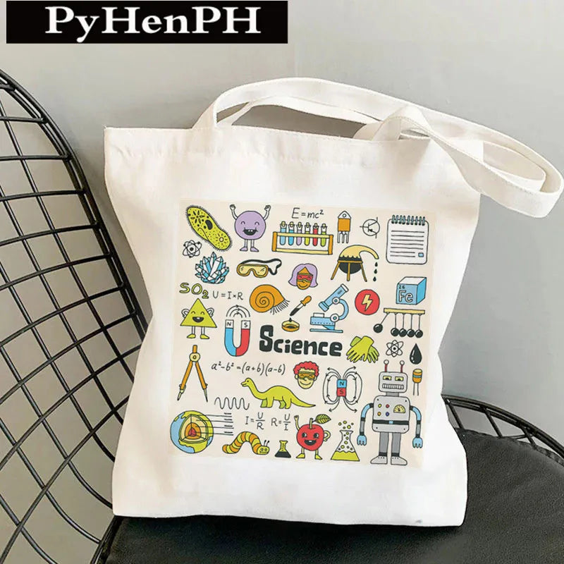 Unisex Canvas Printing Letter Cute Square Open Canvas Bag