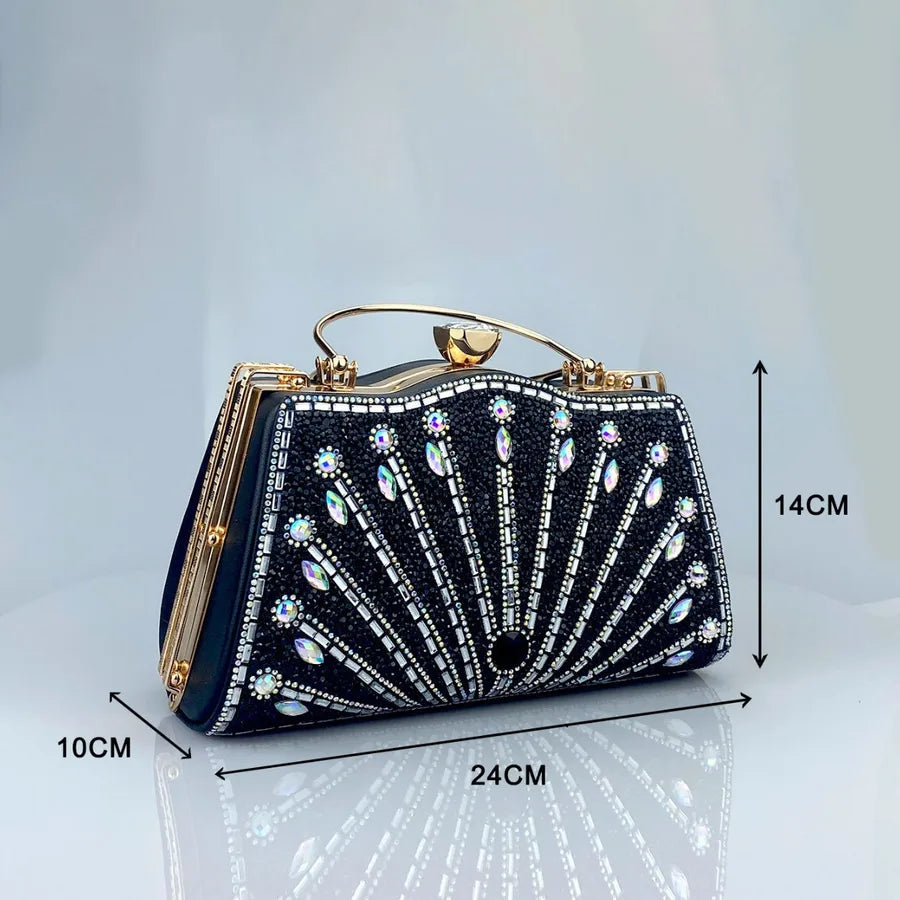 Black Gold Blue Pu Leather Solid Color Evening Bags