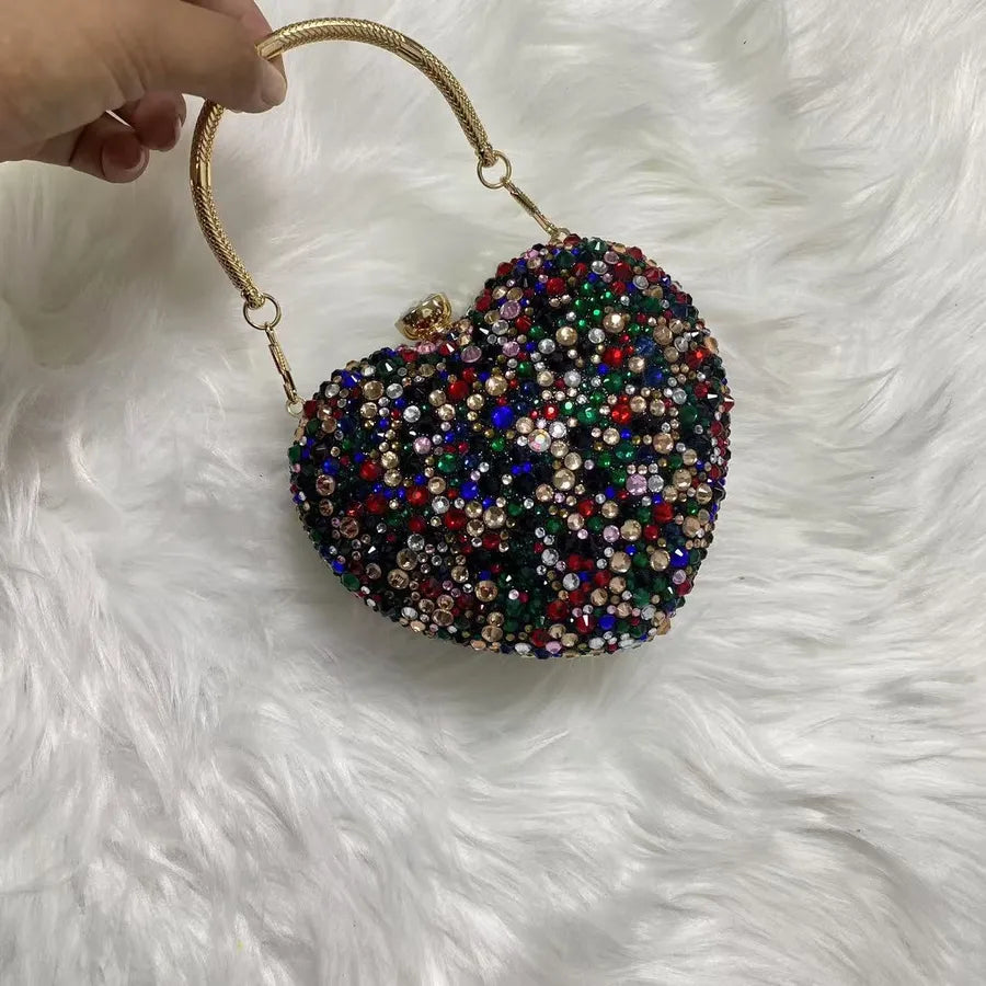 Red Black Rose Gold pu Heart Shape Heart-shaped Evening Bags