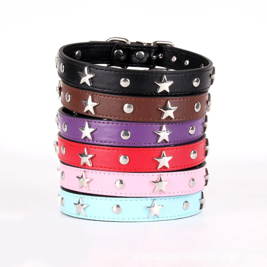 simple style pu leather solid color pet collar