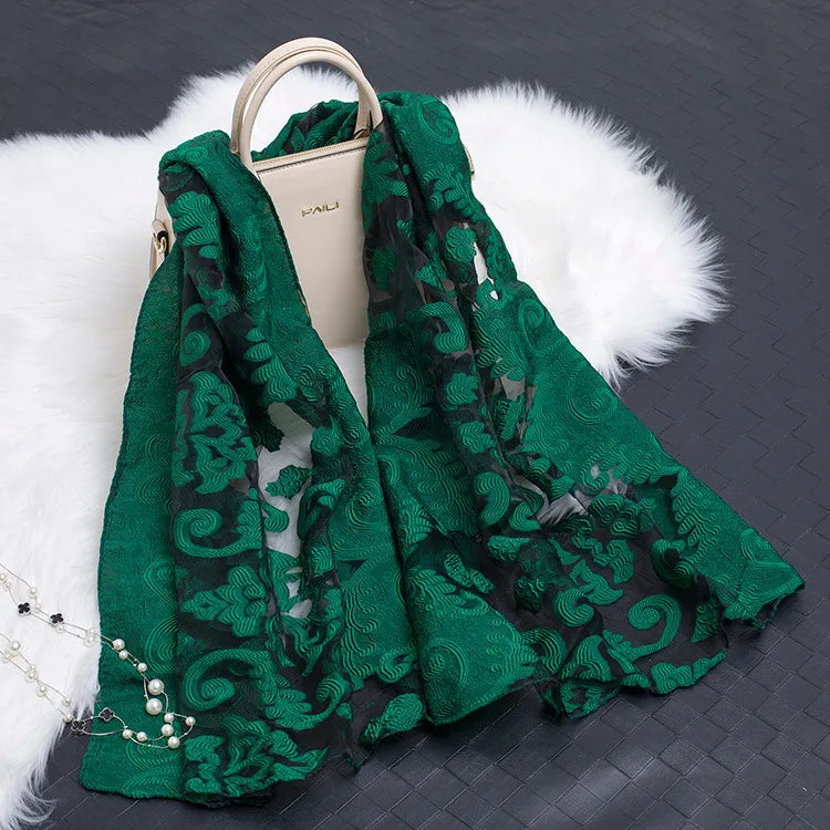 women's simple style color block organza scarf