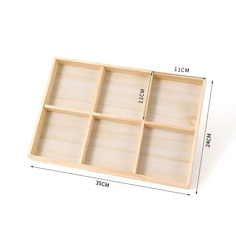 New Solid Wood Jewelry Storage Plate Bracelet Display Props Grid Empty Plate Storage Simple Style Wooden Material Jewelry Box