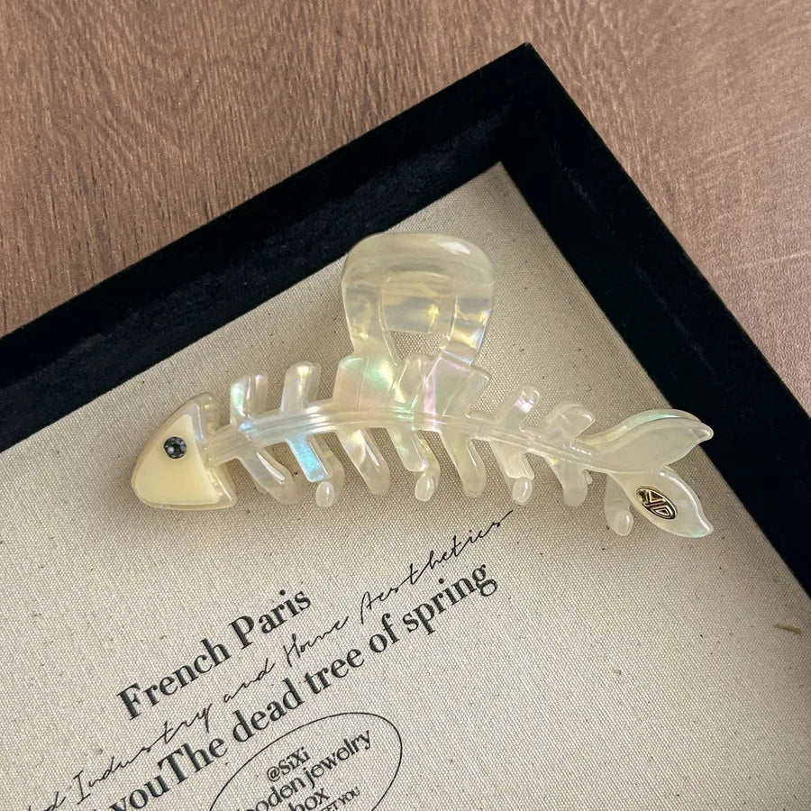 Original Large Size Fishbone Acetate Hair Clip Women's Elegant French Style Cute Shark Hair Clip Stylish Hair Accessories