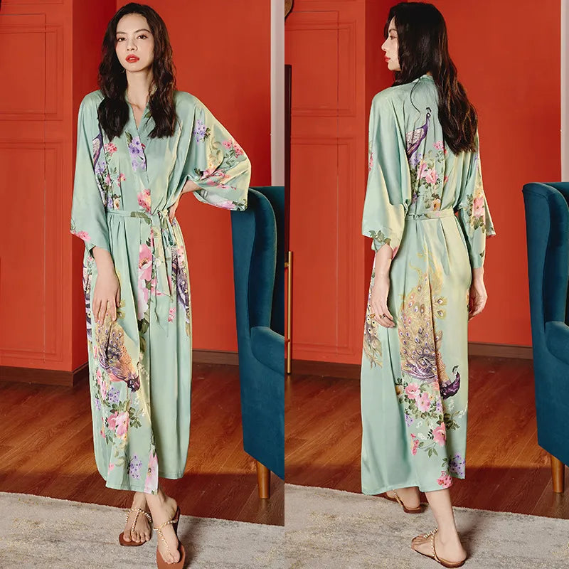 new satin chiffon ice silk light bathrobe multicolors