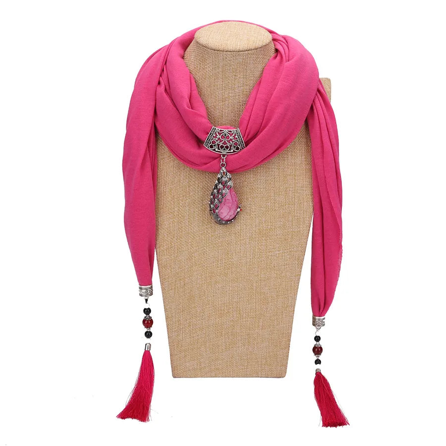 women's elegant solid color cotton tassel scarf