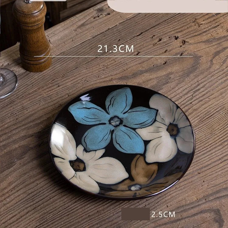 Retro Solid Color Flower ceramics Tableware 1 Piece