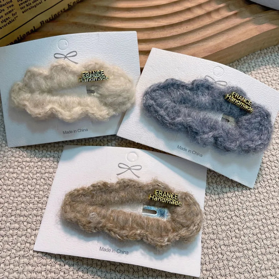 Cute Lamb Fur New Style Side Hair Clips Bangs Holders High-End Fashion Girls Hair Accessories Premium Shop Hair Decorations