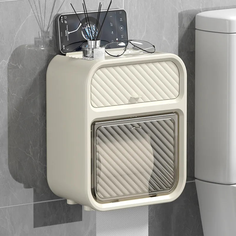 Household Wall-Hanging Tissue Box Bathroom Toilet Punch-Free Storage Storage Toilet Multifunctional Roll Paper Tissue Holer