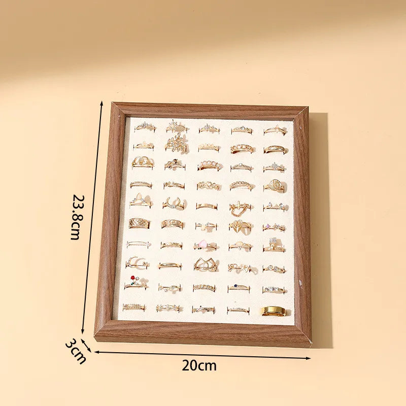 Creative Wooden Jewelry Display Tray Earring Storage Plate Jewelry Box Showcase Props Stand Wood Grain Pattern