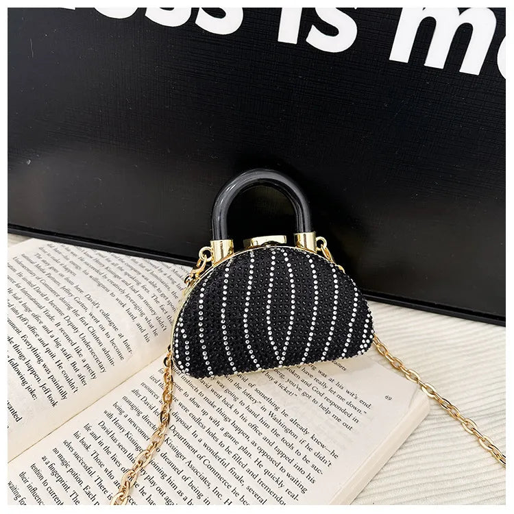 Women's PU Geometric Square Elegant Streetwear Lock Hollow Semicircle Round Square Lock clasp Handbag Crossbody Bag