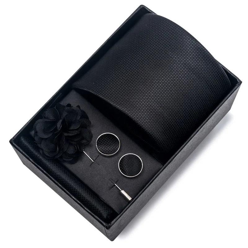 commute geometric stripe cashew nuts polyester yarn men's square scarf cufflinks tie