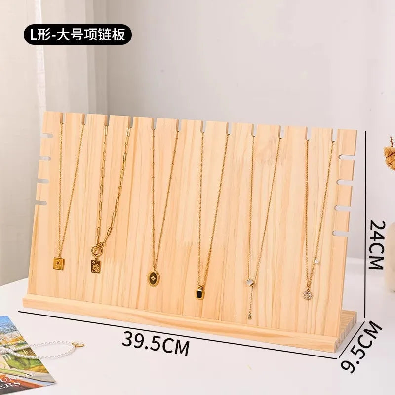 Premium Solid Wood Jewelry Display Stand Pendant Bracelet Vertical Detachable Accessory Board Gemstone Fashion Artistic Props