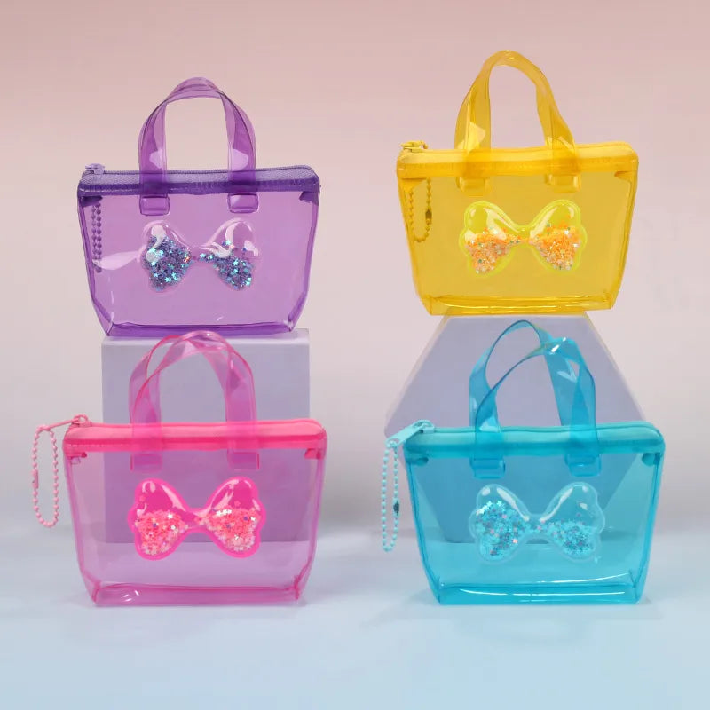 Women's Solid Color Bow Knot PVC Zipper Coin Purses
