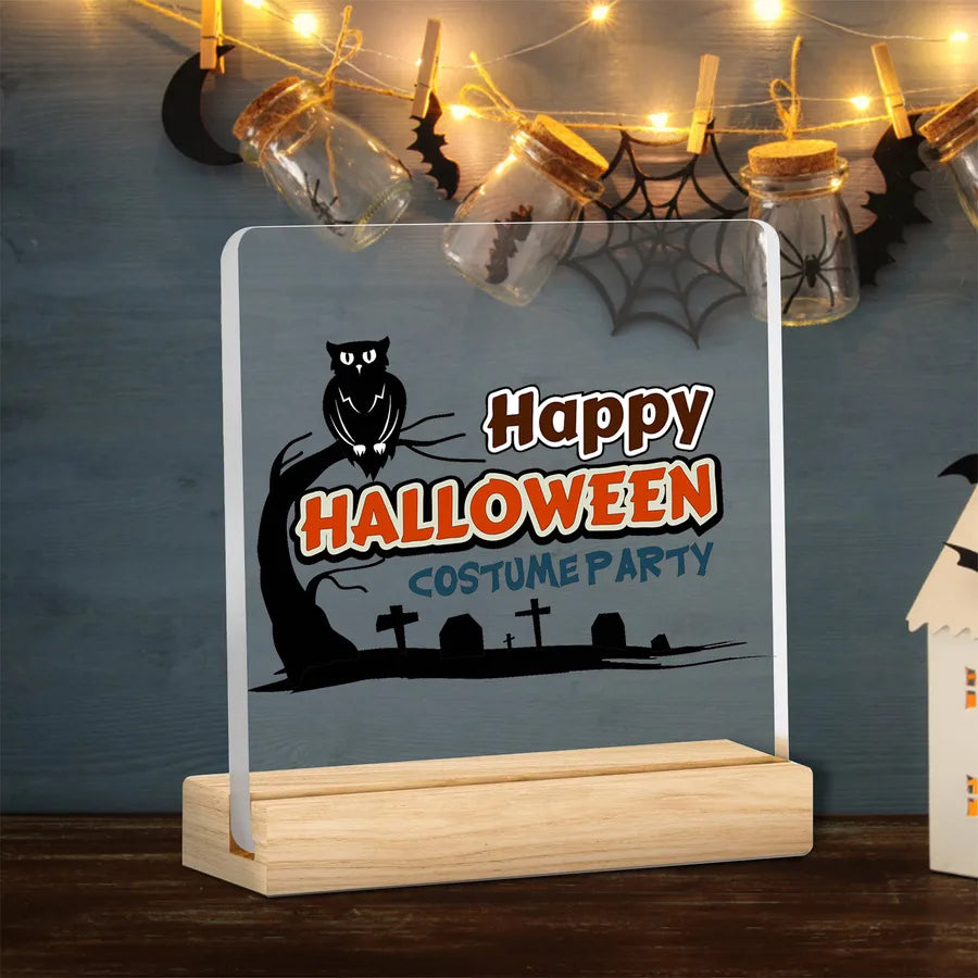 Acrylic Halloween Decorative Tabletop Wooden Ornaments Transparent Festive Home Decoration Ideal For Party Setup