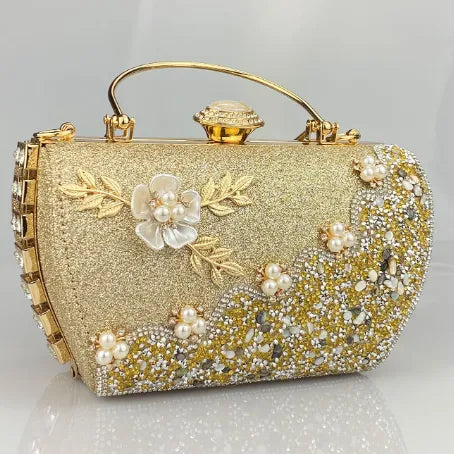 Rhinestone Polyester Geometric Flower Trapezoid Evening Bags