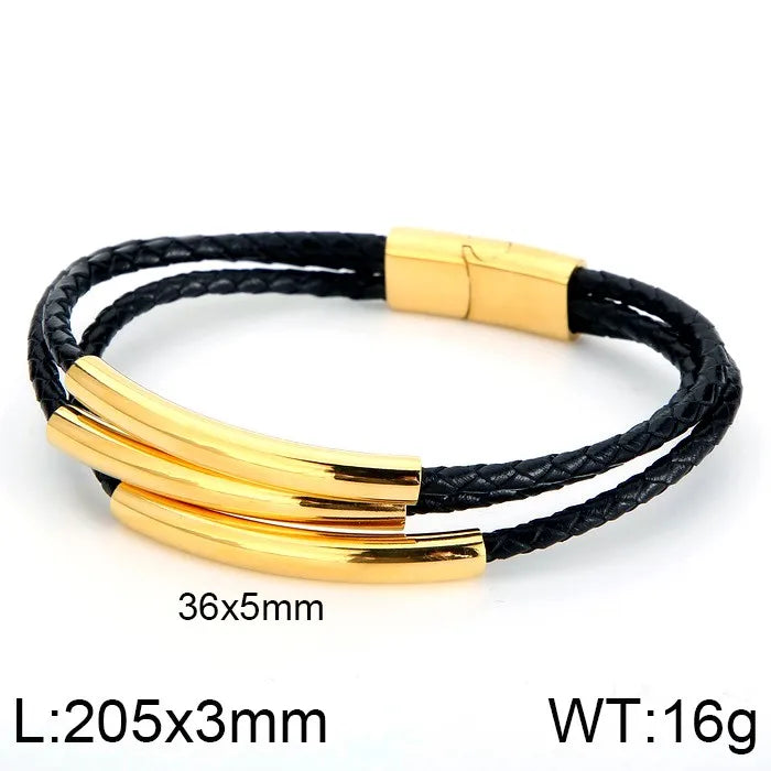 retro streetwear geometric titanium steel plating men's bangle