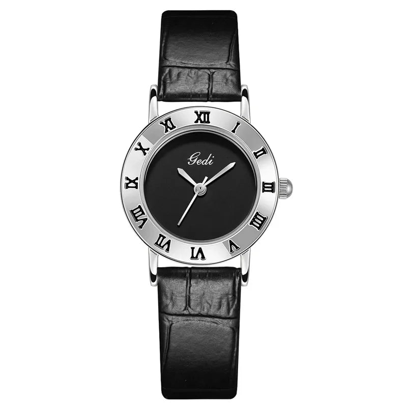 Retro Solid Color Buckle Quartz Watch Women's Watches