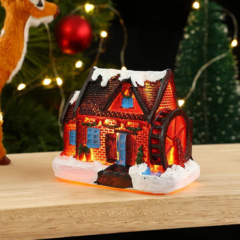 Christmas Vintage Style House Resin Daily Festival Ornaments