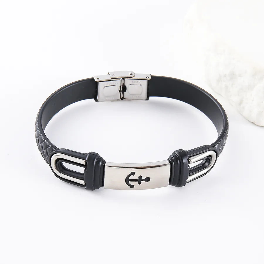 Hip-Hop Retro Streetwear Cross Anchor 304 Stainless Steel Men's Bracelets