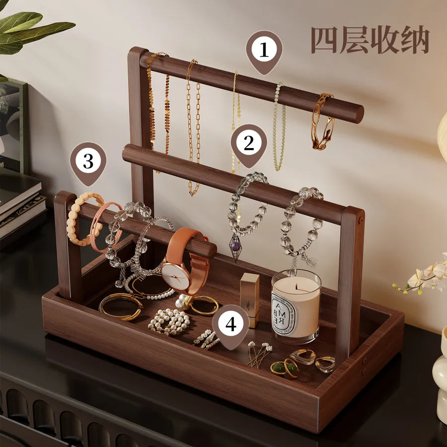 Crystal Bracelet Display Stand Jewelry Holder Wooden Material High-End Style Bracelet Storage Organizer Box For Desktop