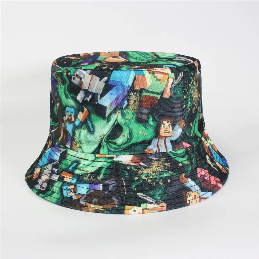 Double-Sided Fisherman Hat Women's Floral Print Sunshade Leaf Animal Cartoon Bucket Cap Spring Summer Elegant Casual Style