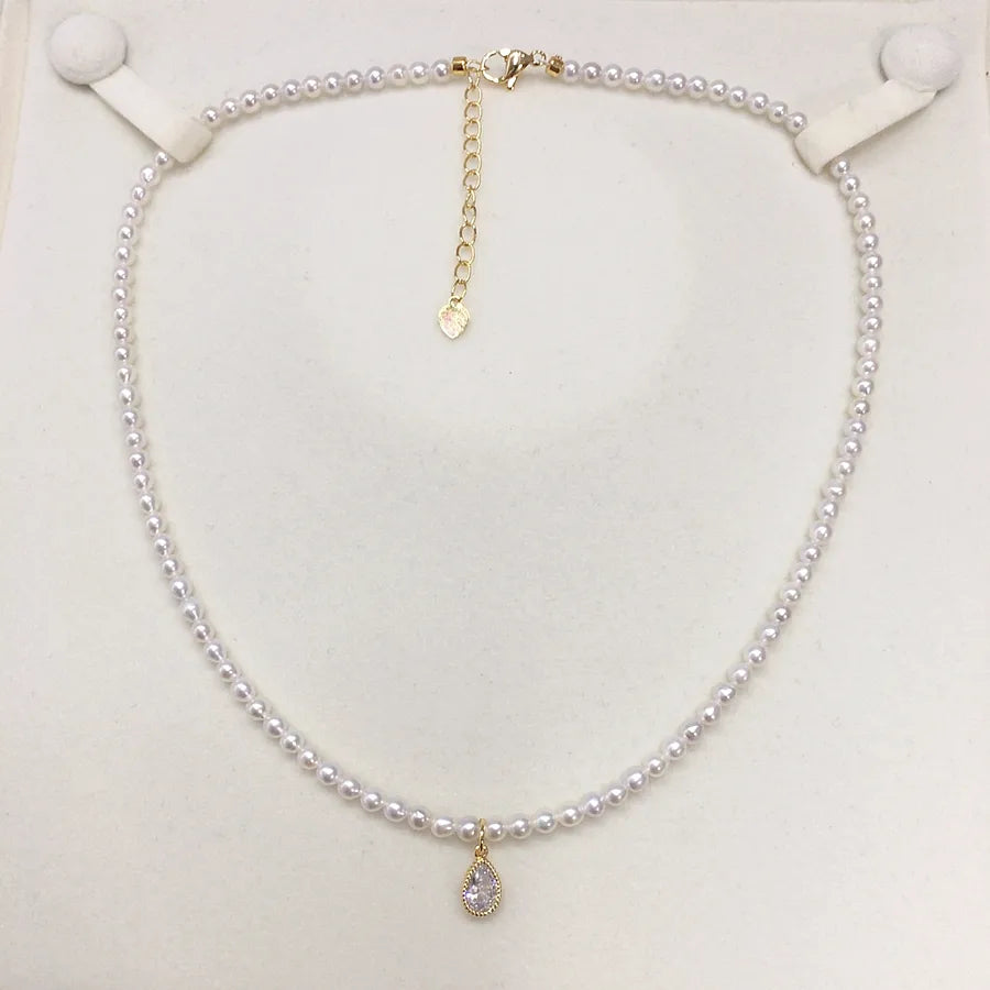 Zhuji natural freshwater pearl necklace clavicle chain 14K gold injection baby bead neck chain small red book ins wind wholesale