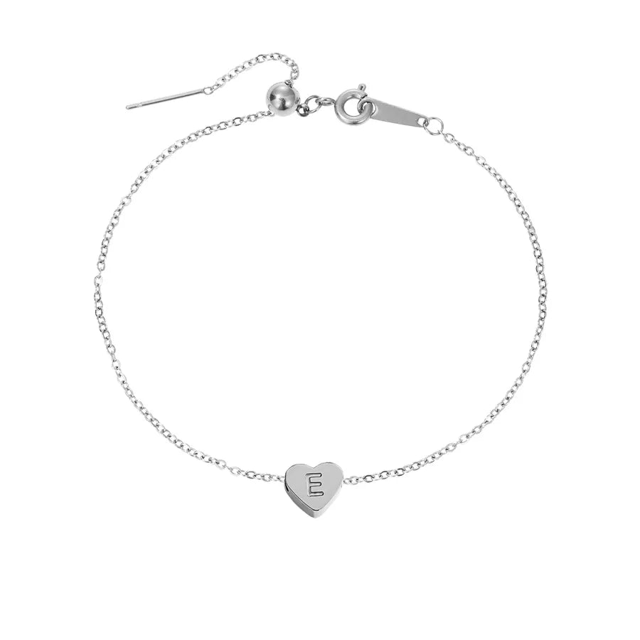 Wholesale Jewelry Beach Simple Style Commute Letter Heart Shape 304 Stainless Steel 14K Gold Plated Anklet