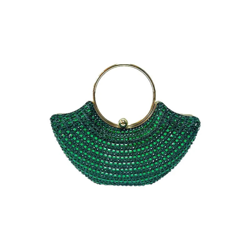 Fashionable Water Diamond Clutch Bag Women's Evening Dress Bag Handbag Elegant All-Match High-End Feeling Square Polyester