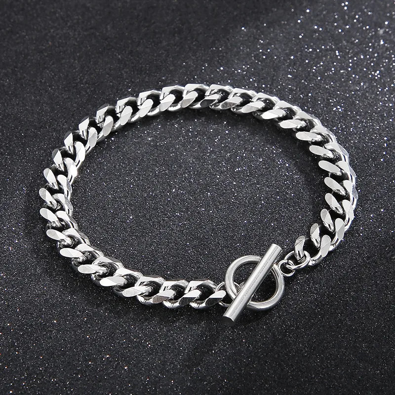 hip-hop retro punk solid color titanium steel polishing men's bracelets