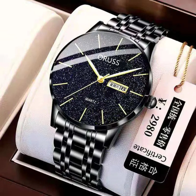 TikTok Gentleman Star Movement Watch Men's Watch Genuine Luminous Waterproof Calendar High-end Handsome Fashion  New